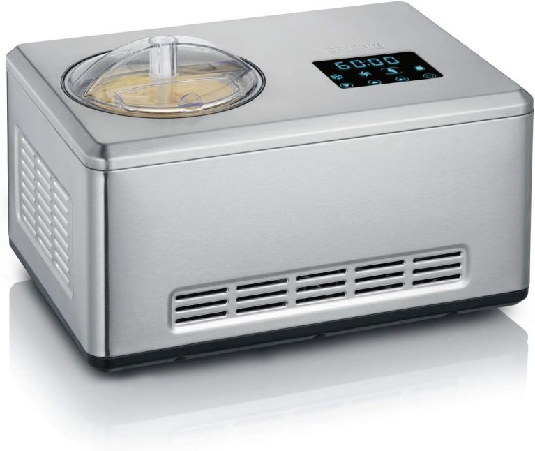 SEVERIN Sorbetière 2-en-1 180 W, Sorbetière électrique et yaourtière avec 2 récipients inclus, EZ 7406, Argent