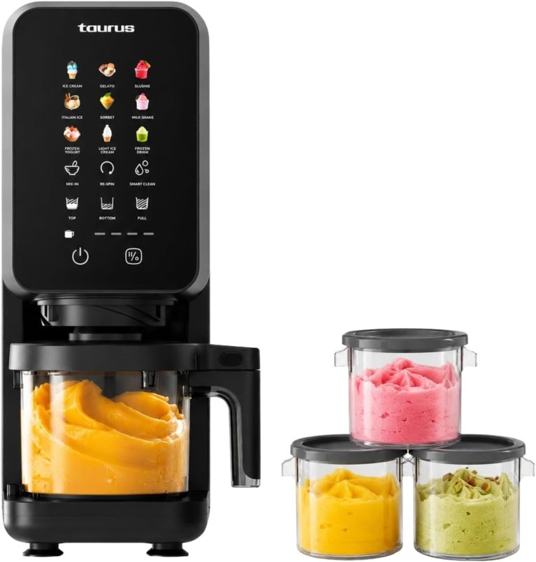 Taurus Sorbetière électrique Gelato Flow avec 12 programmes et 3 récipients, Noir Profond